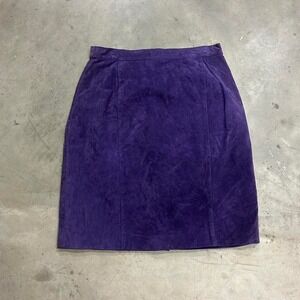 Vintage Maggie Lawrence Collection Size 12 Small Purple Leather Skirt